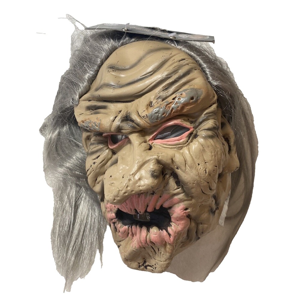 Gramp Mask Adult One Size Beige Creepy Old Man Grey Hair Latex Halloween Costume